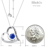 Blue Sapphire September Birthstone Necklace for Women Birthday Gifts for Wife Mom Sterling Silver Love Heart Jewelry