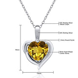 925 Sterling Silver Yellow Citrine and White Topaz Heart Shape Gemstone Birthstone Pendant Necklace For Women (1.62 Cttw with 18 Inch Silver Chain)
