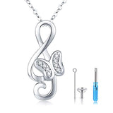 Silver Music Note Butterfly Necklace
