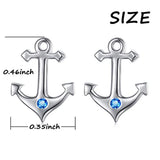 925 Sterling Silver Cubic Zirconia Anchor Stud Earrings for Women Birthday gift