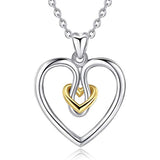 Silver Two Heart Shaped Necklace Pendant