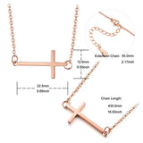 Sideways Cross Choker Necklace 925 Sterling Silver Rose Gold Plated Chain Necklaces