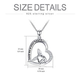 Sterling Silver Rabbit Necklace Heart Pendant Forever in My Heart Necklace for Women Girls Friends