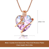 Rose Flower Heart Necklace for Women, Crystals from Swarovski, Crystal Pendant Necklaces in White Bow Gift Box,Valentine's Day Necklace Gifts for Women