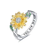  Silver Sunflower Cubic Zirconia Rings
