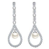 Pearl Wedding Open Teardrop Dangle Earrings
