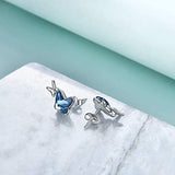 Sterling Silver Butterfly Stud Earrings for Women, Crystals from Swarovski,  for Women