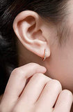 14k  White Gold Round Cut  Moissanite  Small Little Tiny Huggie Hoop Earrings Dainty Fine Jewelry For Women Girls