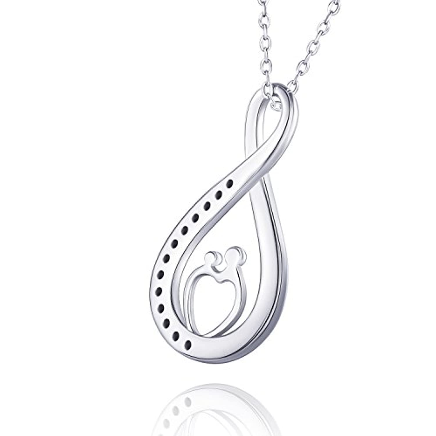 925 Sterling Silver Infinity Necklace Heart Love Pendant White Gold Plated Diamond Women Necklace Gift for Mom, Valentine's Day Mother's Day