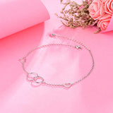 S925 Sterling Silver Heart Anklet For Women Adjustable Heart Style Foot Anklet Jewelry