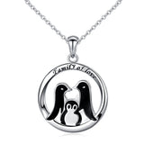  Silver Penguin Round Pendant Necklace