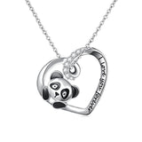  Silver Cute Animal CZ Heart Pendant Necklace  