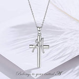 Initial Necklaces Cross Letter Necklace Sterling Silver Alphabet Pendant a Necklace for Women and Teen Girls with Cubic Zirconia