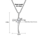 925 Sterling Silver 2-Stone Cubic Zirconia Pendant Necklace Jewelry for Women Girls, 18 Inch Chain