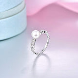 925 Sterling Silver Cubic Zirconia with 7mm Freshwater Pearls Rings for Women Girls