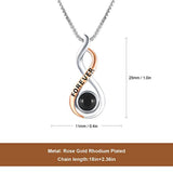 100 Languages I Love You Pendant Necklace for Women Girls Jewelry, Rose Gold and Silve Plated Infinity Forever Pendant Necklace for Her