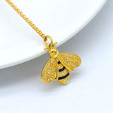925 Sterling Silver Golden Bee Pendant Necklace Jewelry,18