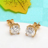 14K Gold Heart Arrows Cut Moissanite Basket Stud Earrings  for Women