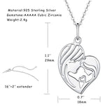 Sterling Silver Mothers Love Heart Pendant Necklace Love You Mom Stunning Cubic Zirconia CZ High Polish Necklace Dainty Finie Jewelry for Mom Women Teen Girls Mom,16+ 2