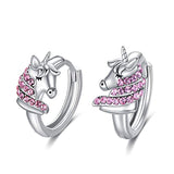  Silver Unicorn Hoop Earrings
