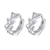 Silver Triangle CZ Huggie Hoop Earrings