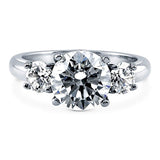 Rhodium Plated Sterling Silver Round Cubic Zirconia CZ 3-Stone Anniversary Engagement Ring