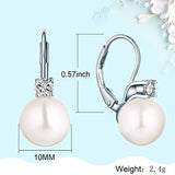 925 Sterling Silver Cubic Zirconia Freshwater Cultured Pearl Drop & Dangle Leverback Earrings