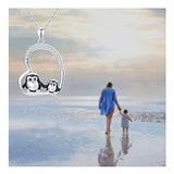 Penguin Animal Necklace 925 Sterling Silver Penguin Animal Jewelry Heart Pendant Necklace for Women/Girlfriend Teens Gift