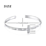 Sterling Silver Faith Hope Love CZ Cross Bangle Bracelet For Women Sister Girlfriend Gift