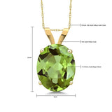 14K Gold Green Peridot Pendant Necklace For Women