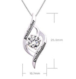 Sterling Silver Grandmother Granddaughter Love Cubic Zirconia Pendant Necklace