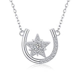 S925 Sterling Silver Lucky Horseshoe Necklaces Cz Star Pendant Jewelry for Women