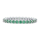 Rhodium Plated Sterling Silver Anniversary Wedding Eternity Band Ring Made with Swarovski Zirconia Green