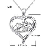 Sterling Silver Forever Love Mama Elephant Animal Heart Pendant Necklace for Women