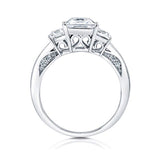 Rhodium Plated Sterling Silver Princess Cut Cubic Zirconia CZ 3-Stone  Ring