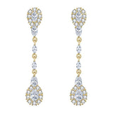 925 Sterling Silver Pave CZ Classical Gatsby Inspired Chandelier Bride Earrings Clear