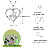 925 Sterling Silver Elephant Pendant Necklace Love Heart Mother Daughter Necklaces Jewelry Gift for Women Mom