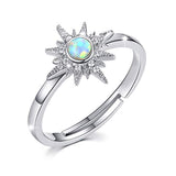 Silver Sun Opal Ring Adjustable Ring 