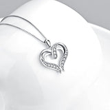 Sterling Silver Cubic Zirconia Heart Necklace Love Heart Pendant Necklace Dainty Jewelry Gifts for Women Girls