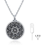 Silver Flower of Life Urn Ashes Necklace