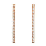 14K Gold Plated Sterling Silver Post Curved Bar Earring Drop Stud Cubic Zirconia