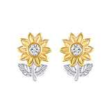  Silver Sunflower Stud Earrings