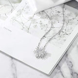 Keren Hanan Art 925 Sterling Silver Snow Flake Pendant Necklace For Women Pave Setting 1.68 Ct Round White Zirconia CZ with 18 Inch Chain Flower of Winter 20MM (3/4 INCH)