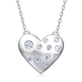 Silver  Heart CZ Pendant Necklace 