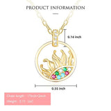 S925 Sterling Silver Gold Tone Sunflower With Cz Pendant Necklace Inspirational Jewelry Round Colorful Cz Pendant Necklace Blessings Gifts For Women Daughter Wife