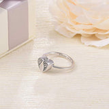 Sterling Silver Angel Wings Urn Ring for Women Always in My Heart Keepsake Memorial Jewelry Cremation Rings for Ashes