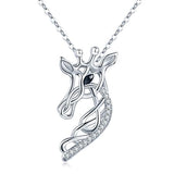 Silver Celtic Knot Necklace Giraffe Pendant 