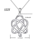 S925 Sterling Silver Good Luck Irish Heart with Triangle Celtic Knot Pendant Necklaces
