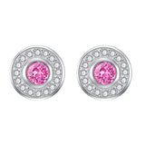 Silver  Pink Halo - Girly Dream Stud Earrings Crystals from Swarovski