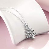 Christmas Tree Necklace Sterling Silver Tree Pendant Necklace for Women